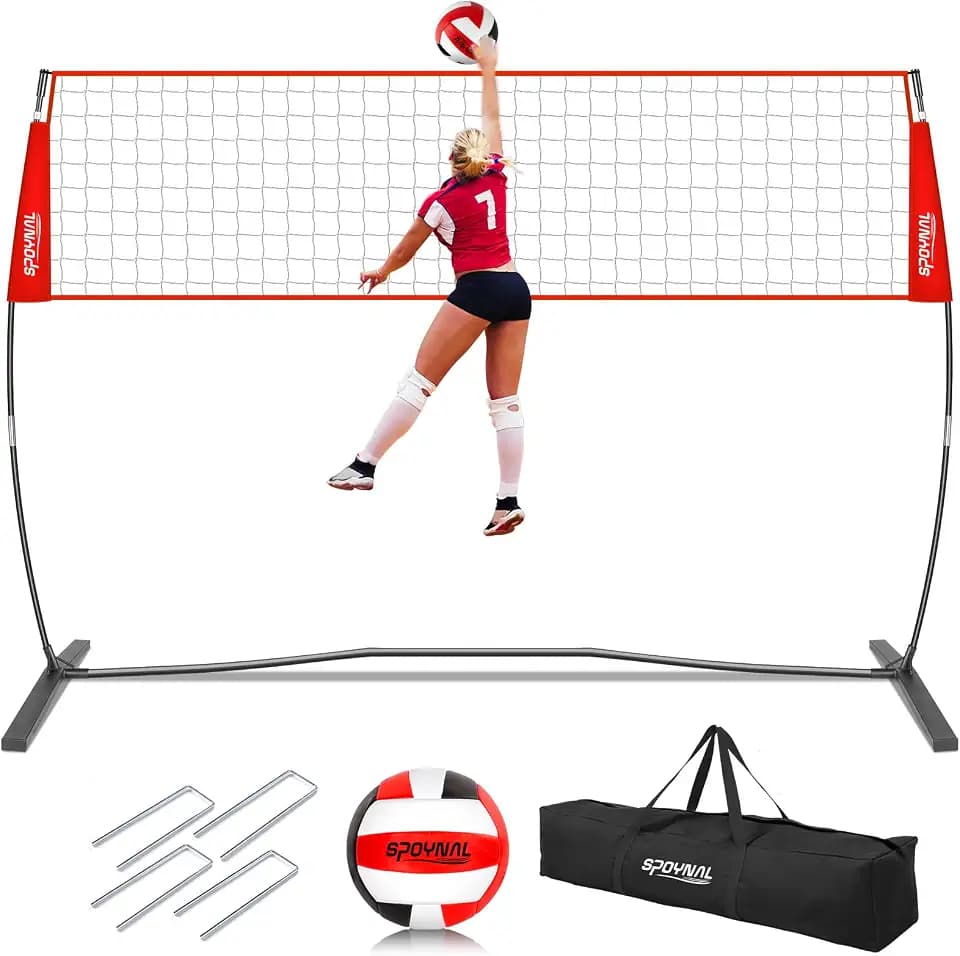 SPOYNAL 12/20 FT Portable Volleyball Net, Freestanding, Adjustable Height
