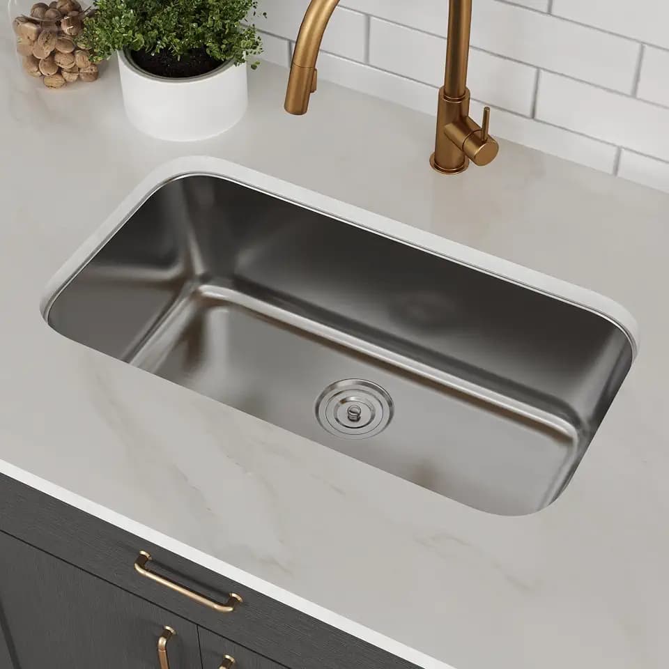 DeerValley 32 Inch Undermount Kitchen Sink 18 Gauge Stainless Steel
