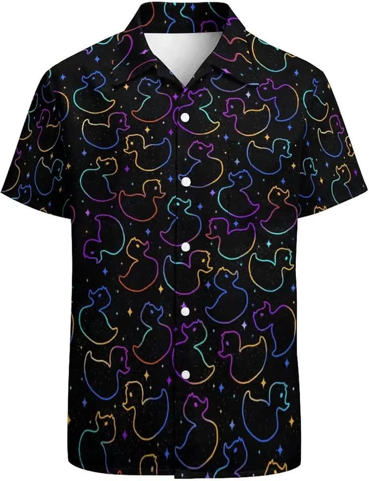 Men’s Hawaiian Shirts Short Sleeve Casual Neon Summer Beach Shirt