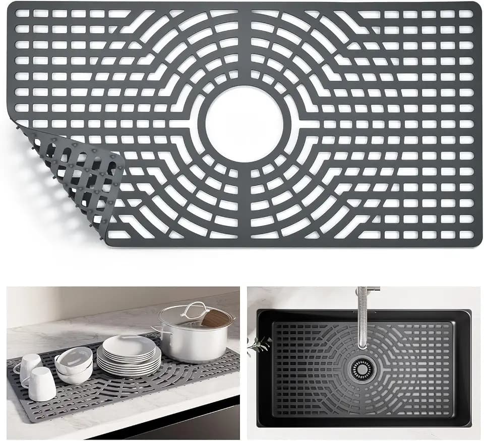 Snuggery Silicone Sink Protector for Kitchen Sink, 24"x12" Center Drain