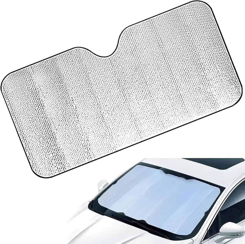 Car Windshield Sun Visor Protector, Aluminum Foil Heat Insulation Windshield Sun Shade, 51.18" x 23.62" Suction Cup Fixed Front Window Block Sun Cover, Universal for Car SUV Truck (Small)