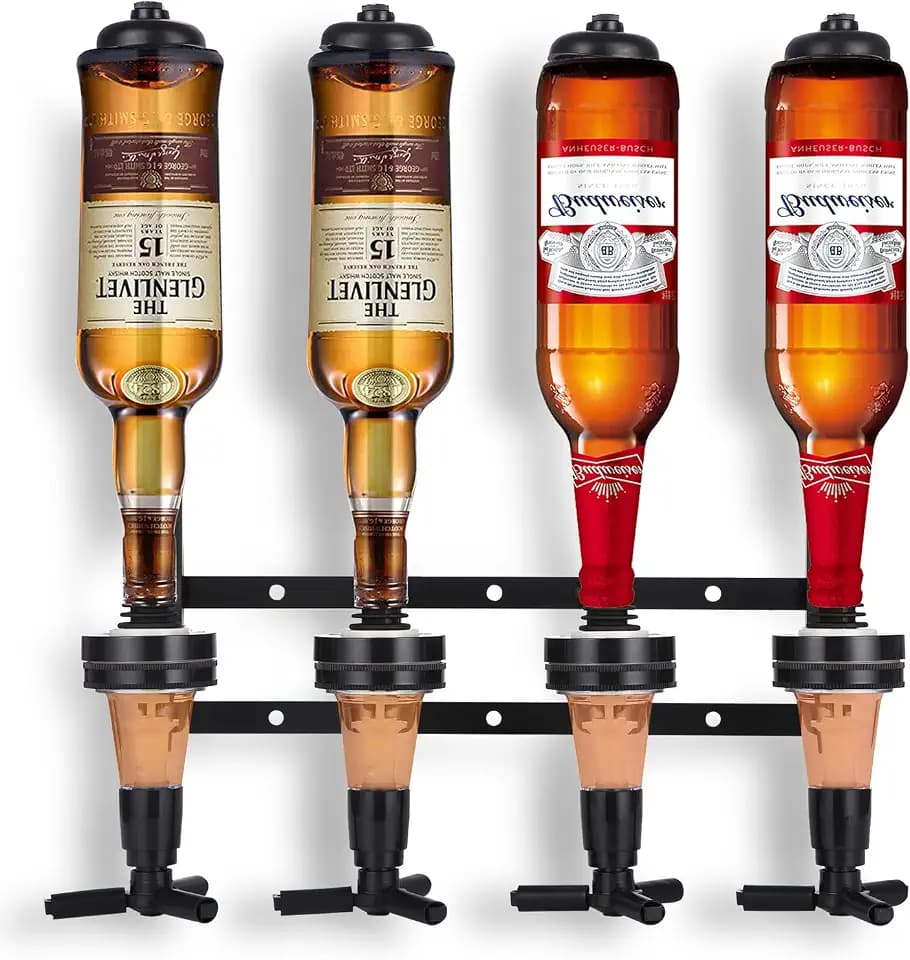 Alkoholspender, 4 Flaschen für Wein, Dispenser für Home Bar, Getränkespender mit Tropfschutz und Versiegelung für Bars, Restaurants und Zuhause
