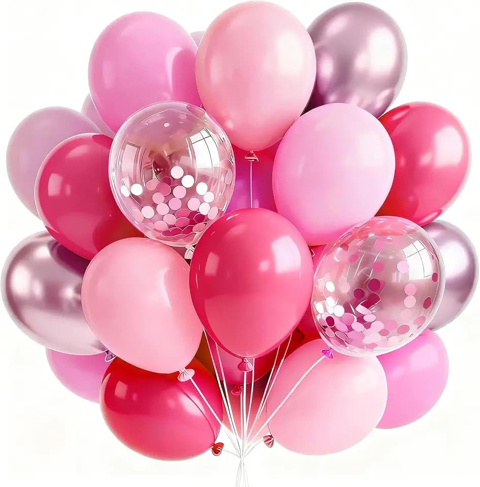 PartyWoo Hot Pink Balloons 66pcs 12 Inch Magenta Fuchsia Latex Balloons