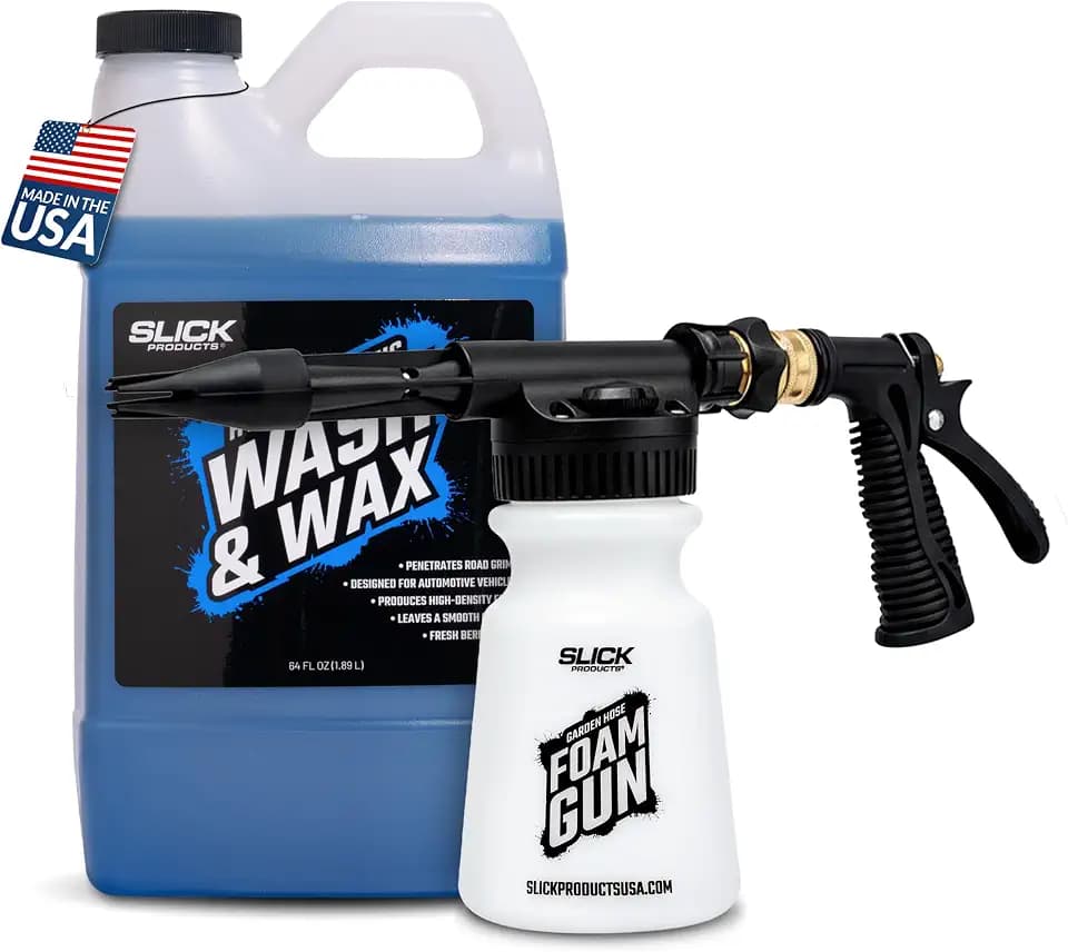 Slick Products Wash & Wax + Garden Hose Foam Gun - 64 oz