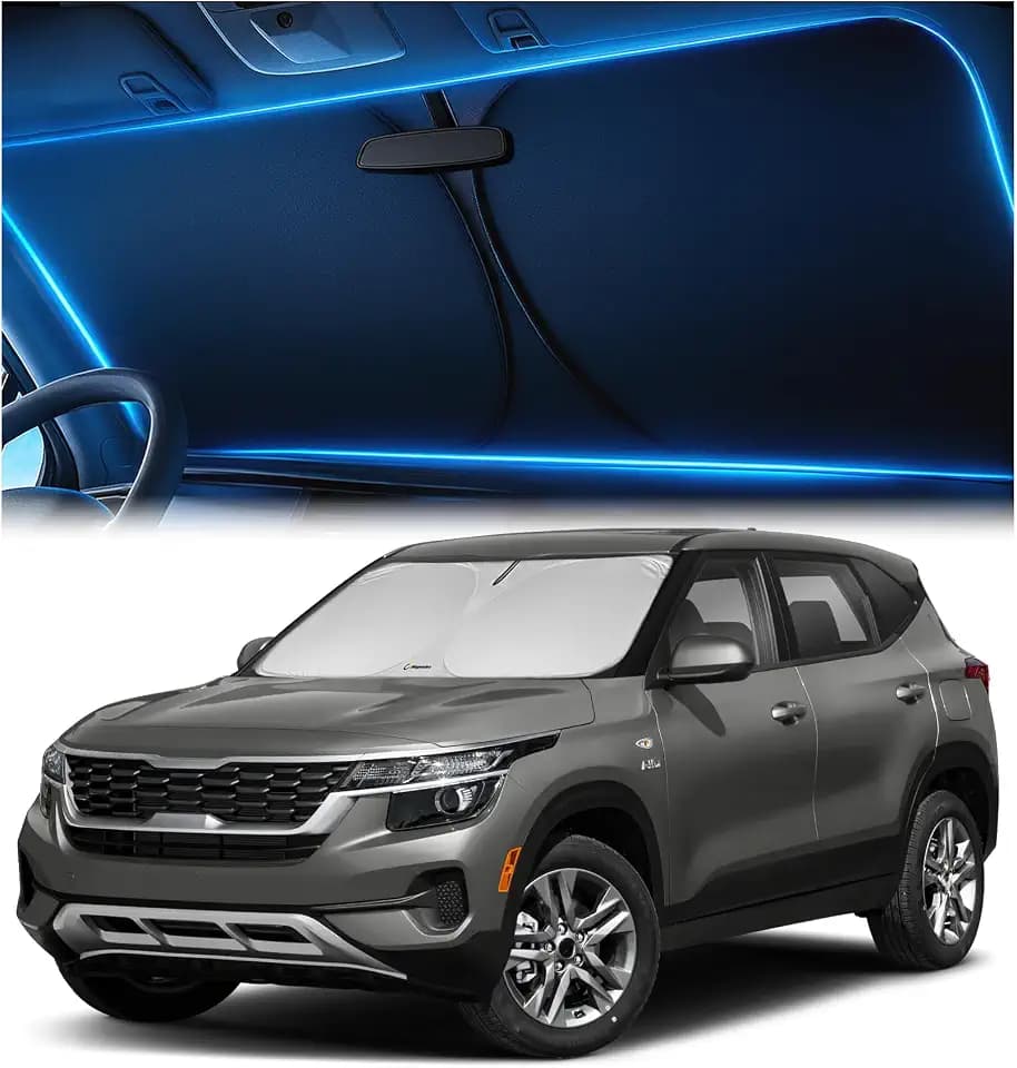 Magnelex Windshield Sun Shade for Kia Seltos 2021 2022 2023 2024 2025 2026, Foldable Car Window Sunshade, Heat & UV Visor Cover, Reflective Front Shades Accessories