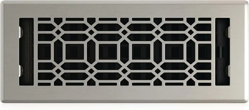 Decor Grates 4x12 New Gothic Floor Register Vent Cover, Fits 4"x12" Floor Vent Opening, Adjustable Airflow Control, Brushed Nickel (NGH412-NKL)