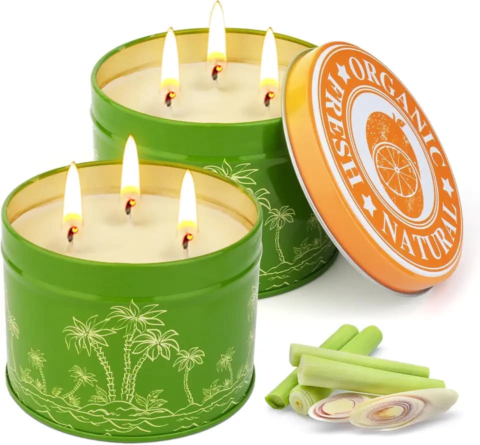 Citronella-Kerze, 2 x 13 oz Sojawachs für Kerze, 150 Stunden Zitronengras-Kerze, für den Außenbereich, für Camping, Picknick, Grillen, Outdoor