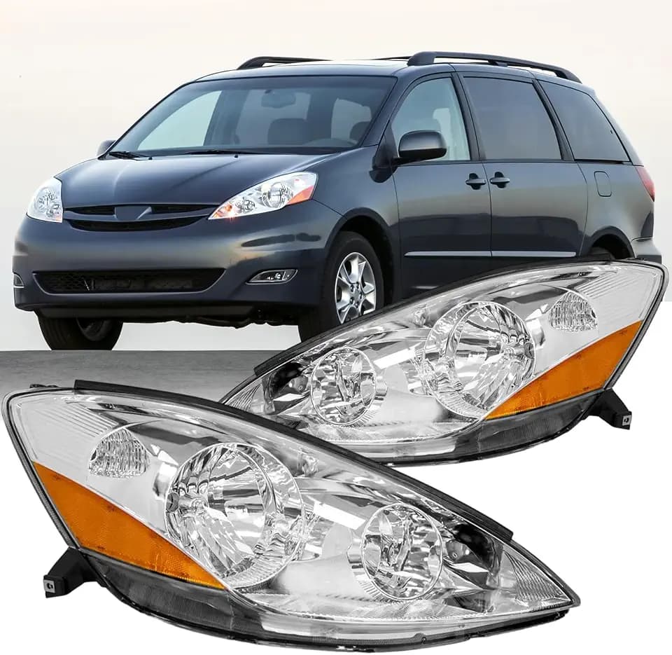 Headlights Assembly For 2006-2010 Toyota Sienna Chrome Housing Left+Right