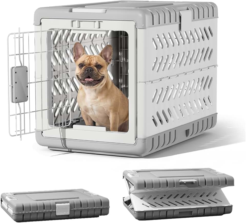 Gardner Pet Faltbare Hundetransportbox, Acryl-Hundebox 71x46x53cm, Weiß | Faltbare Hundebox für große/mittlere Hunde, Montage ohne Werkzeug, 2 Räder, Platzsparend, Acryl