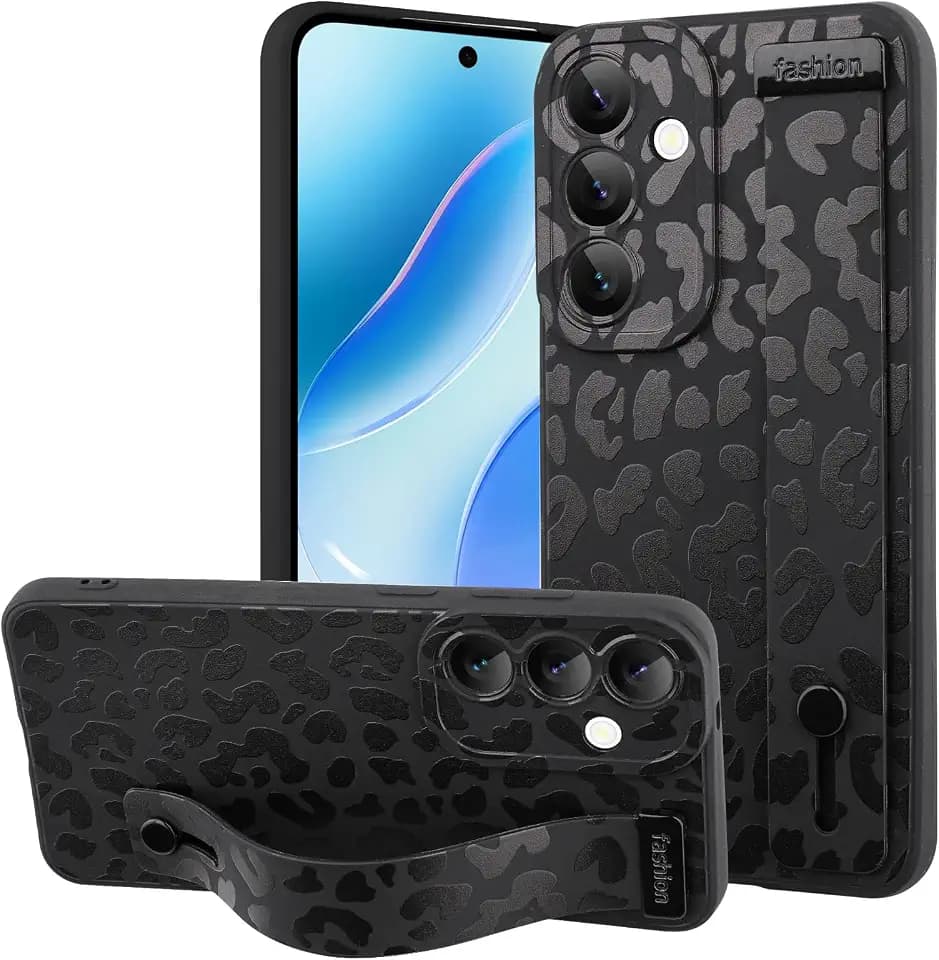 OOK Case for Samsung Galaxy S25 Plus with Finger Strap Black Leopard