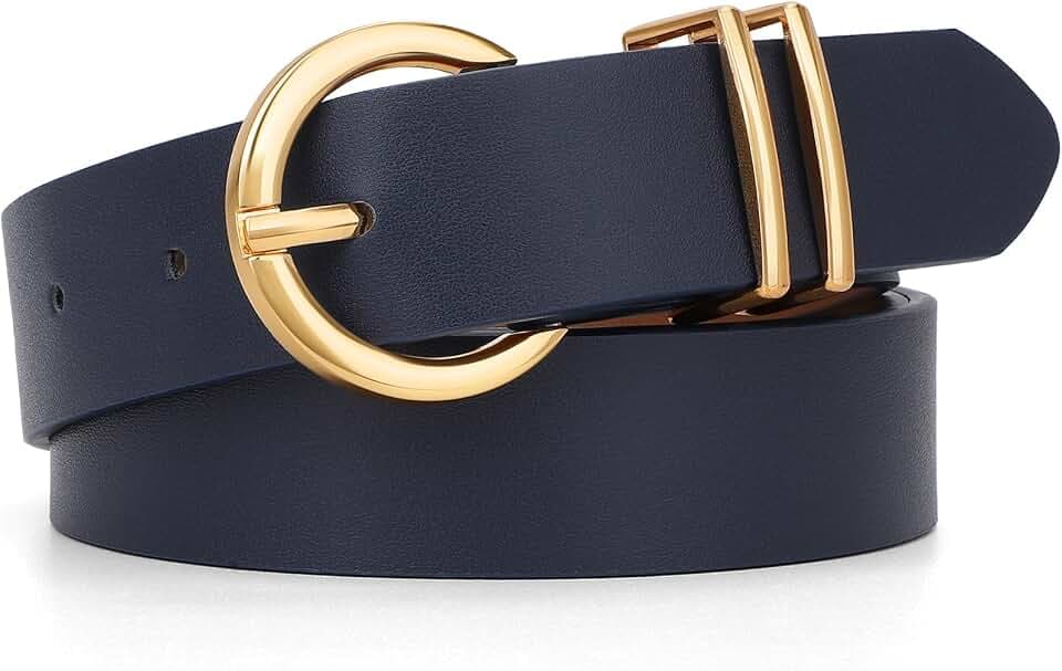 JasGood Damen Ledergürtel für Jeans Hosen Kleider Mode Goldschnalle Damen Leder Gürtel