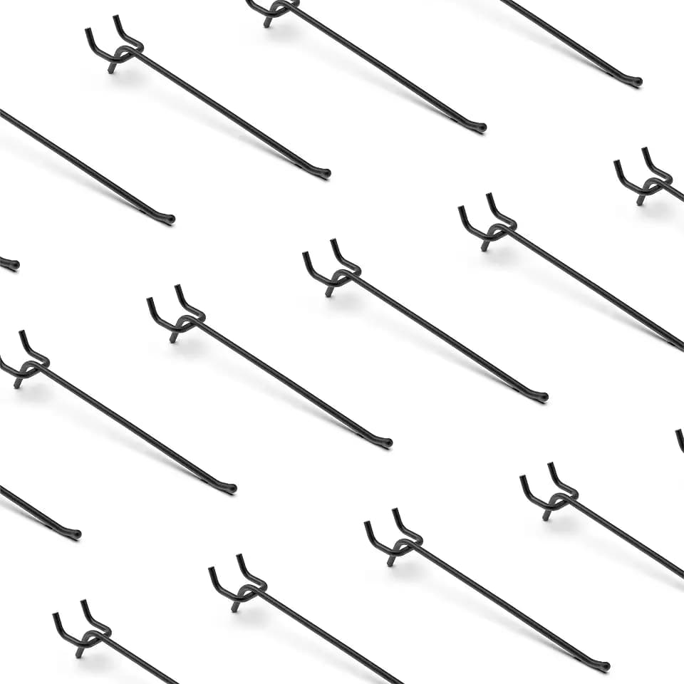 HUHOLE 25 Pack 8 Inch Black Pegboard L Hooks for 1/4 Inch Pegboard