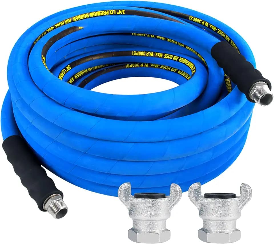 3/4 inch x 50FT Rubber Air Hose Include 2 Pcs Chicago Style Connectors