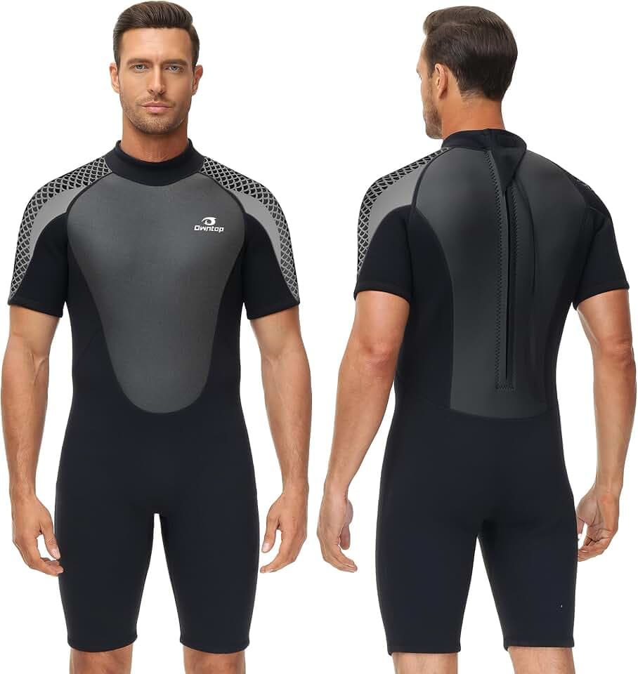Owntop Neoprenanzug kurz Herren & Damen, 3/2 mm Neopren Wetsuit für Tauchen, Surfen, Schwimmen und Kajakfahren