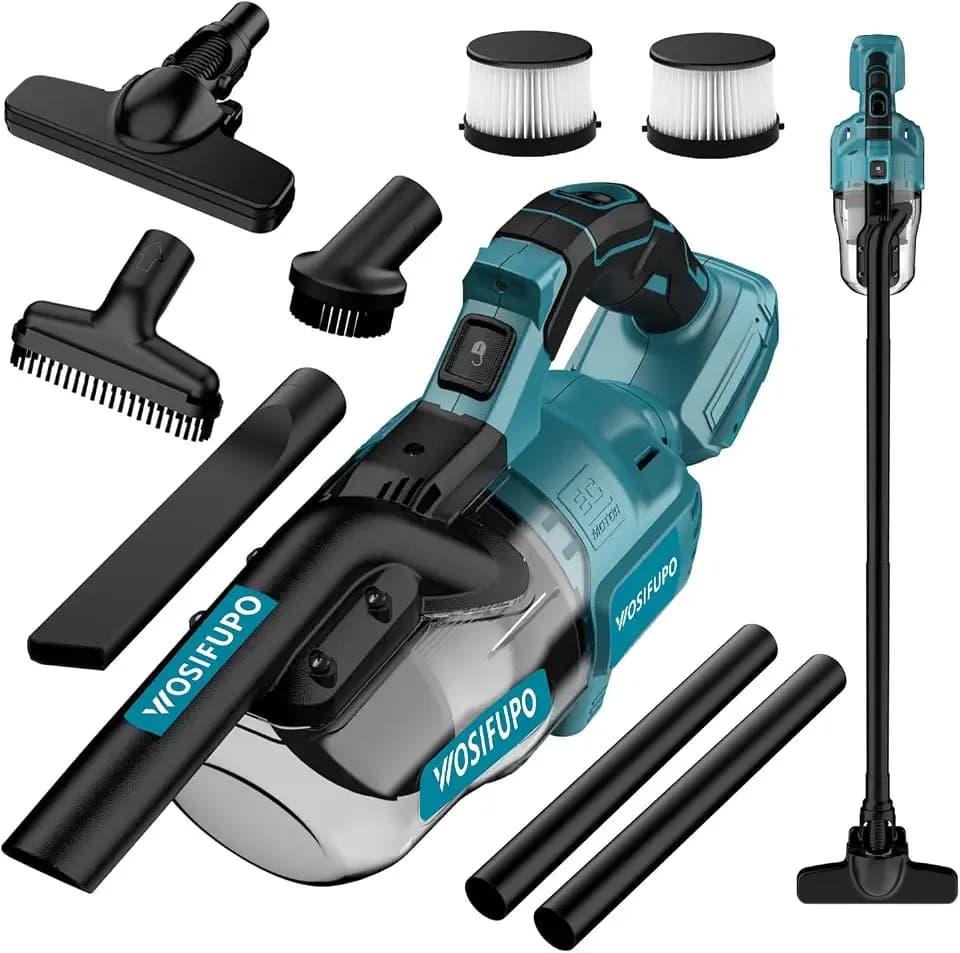 Akku Staubsauger für Makita 18V Akkus,20000Pa Leichter Staubsauger mit HEPA-Filter,5in1 Handstaubsauger mit LED-Licht Für Teppich,Hartboden,Möbel,Auto (Ohne Akku) Blau