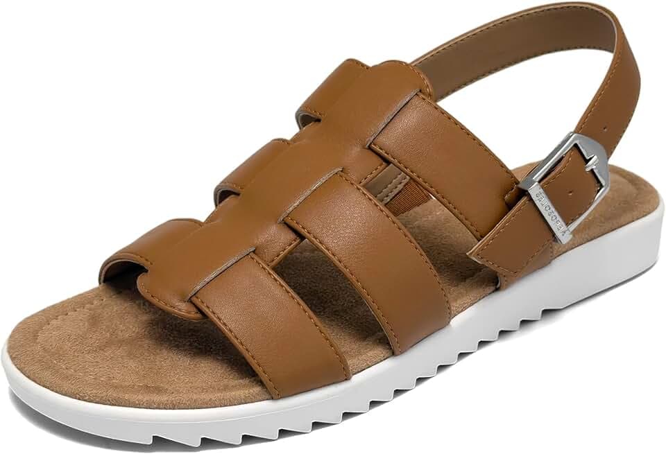 Black Faux Leather Fisherman Sandal for Women by Aerosoles