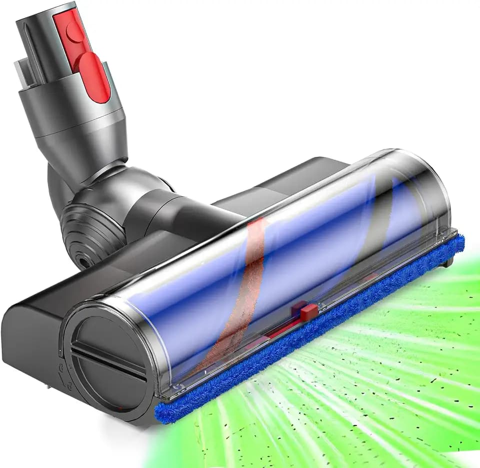 Verbesserter Elektrischer Bürstenkopf für Dyson V7 V8 V10 V11 V15 – Direktantrieb-Ersatzbodendüse mit LED-Lichtern, Anti-Verwicklungs-Motorbürste für Hartböden & Teppiche, Schnellverschluss