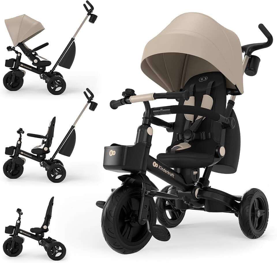 Kinderkraft AVEO 2 PRO Dreirad, 6-in-1, klappbar, Beige