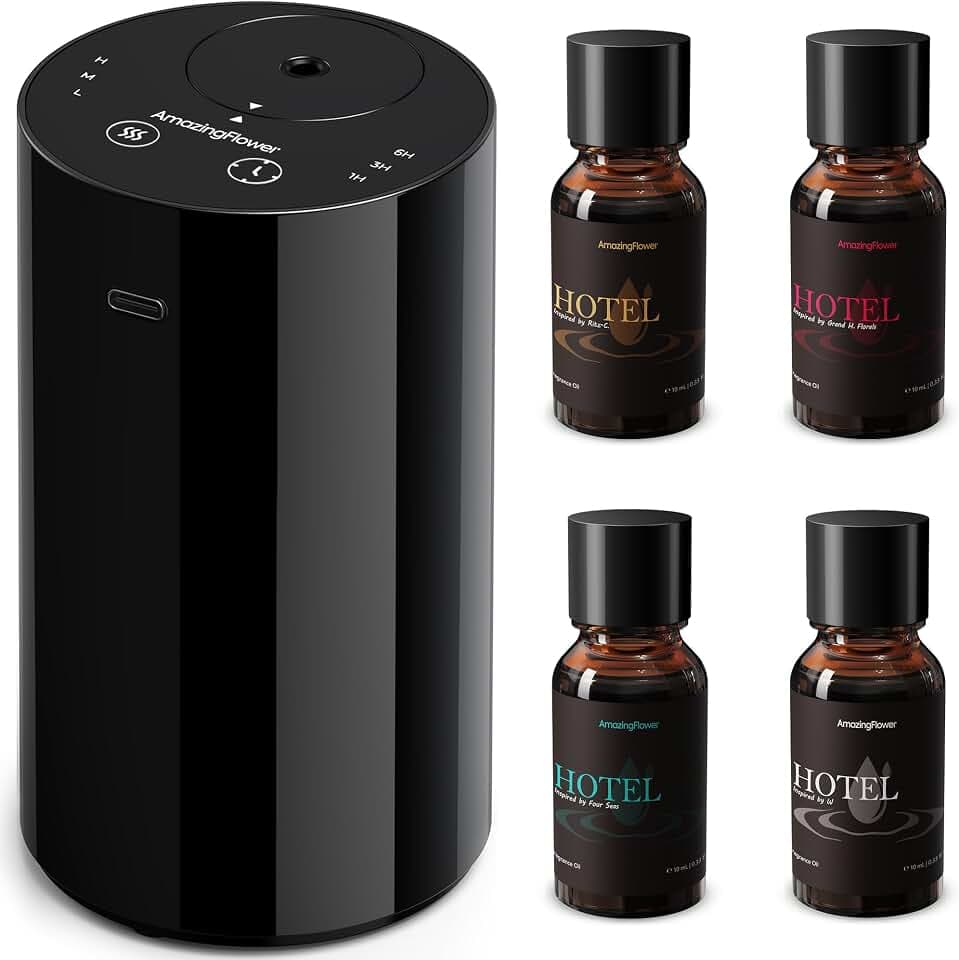 Waterless Essential Oil Diffuser Starter Kit with 4x10mL Hotel Scent Oils