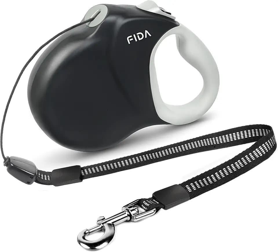 Fida 9m Hundeleine für große Hunde bis 50 KG, rollleine für Hunde, Schwarz