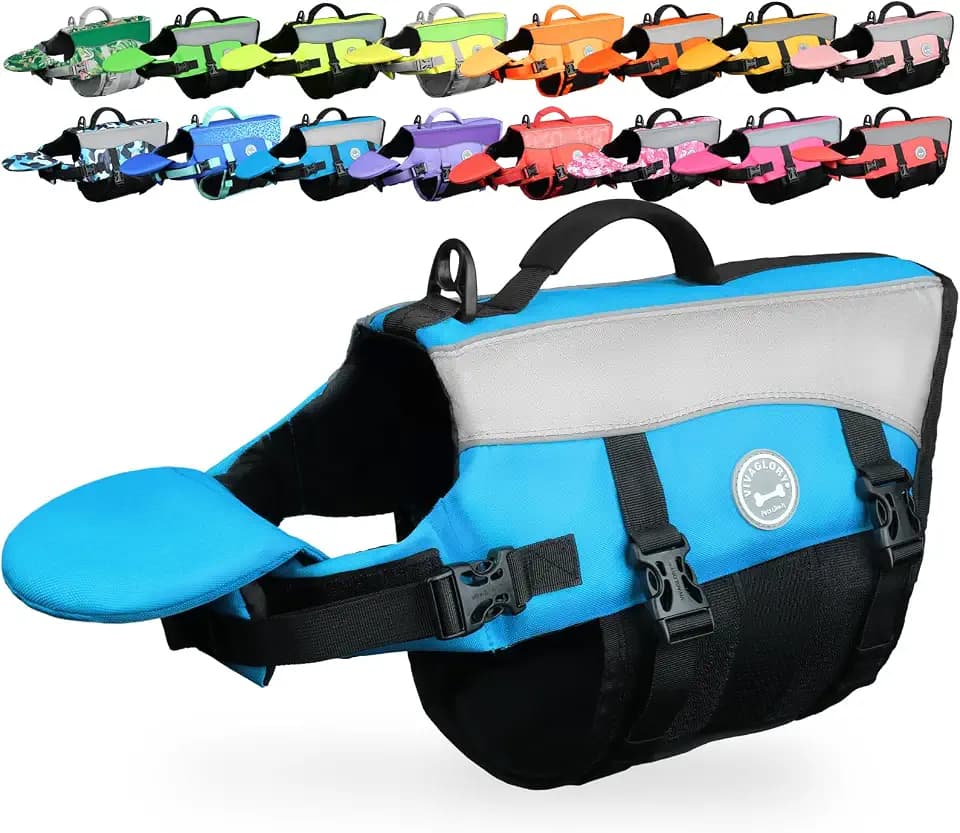 VIVAGLORY Hunde Schwimmweste Front Float Hundeschwimmweste, L, Blau