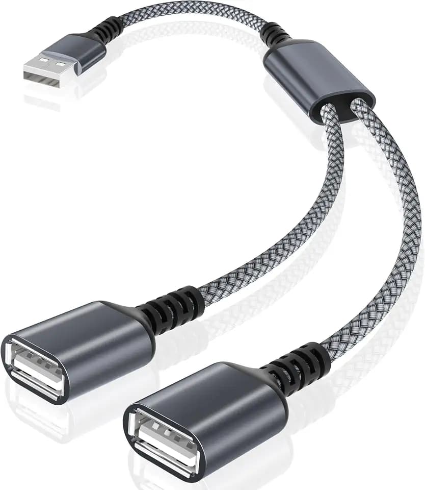 Basesailor USB Splitter 1 in 2 Out 3.3FT,USBA Male to Double Female Adapter