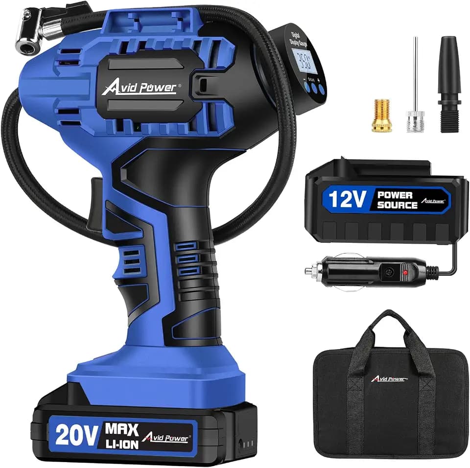 AVID POWER Cordless Tire Inflator Portable Air Compressor, 20V Tire Pump