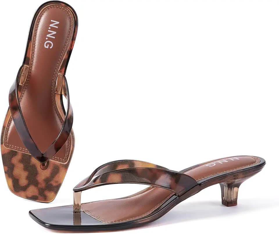 Women Kitten Heeled Sandals Waterproof Thong Flip Flops Memory Foam Comfort Insole Summer Quick Dry Casual Pool Beach Shoes