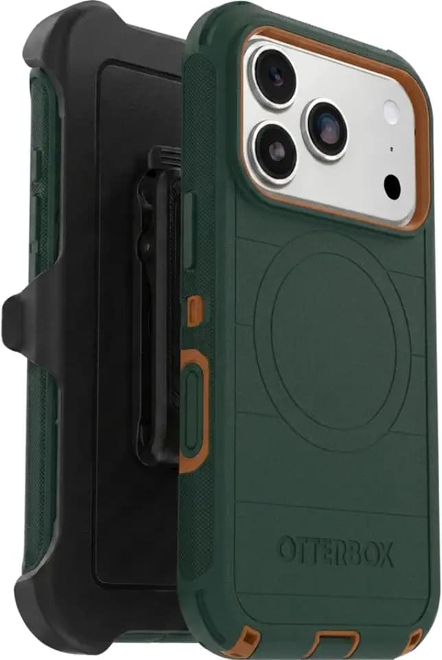 OtterBox iPhone 18 Pro & iPhone 17 Pro (Only) - Defender Series Case - Green Intrigue - Includes Holster Clip Kickstand - Snaps on MagSafe - Tough - Rugged & Durable