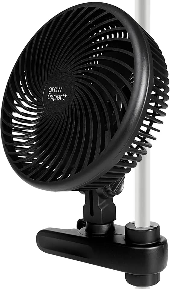 Oszillierender Clip-Ventilator für Growbox & Growzelte EC-Motor mit 10 Stufen, 32 dB(A), 250 cm Kabel – Umluftventilator für Luftzirkulation & gesundes Pflanzenwachstum (1 Stück)