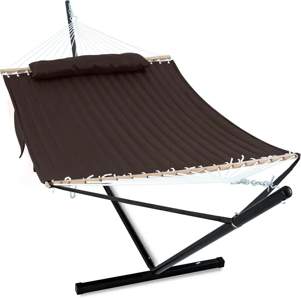 GAFETE 2 Person Hammock with Stand for Outside, Heavy Duty Steel Stand