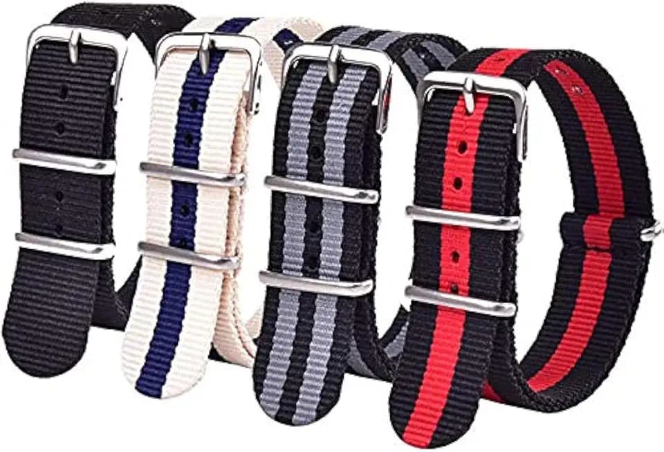 Ritche Christmas Gift Military Ballistic Nylon Strap 16mm 18mm 20mm 22mm Premium Nylon Watch Band Strap With Stainless Steel Buckle (4 Packs), White Elephant Gifts, Stocking Stuffers for Men