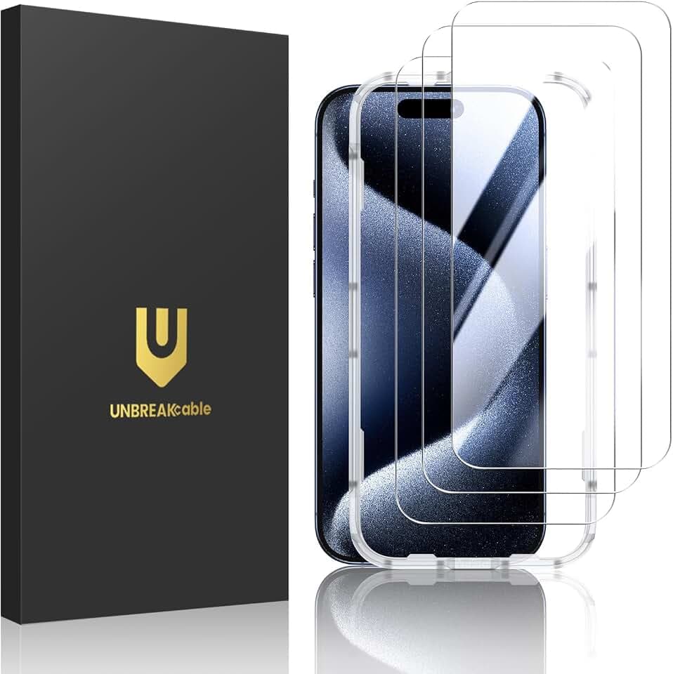 UNBREAKcable 3-Pack Screen Protector for iPhone 15 Pro Max Tempered Glass