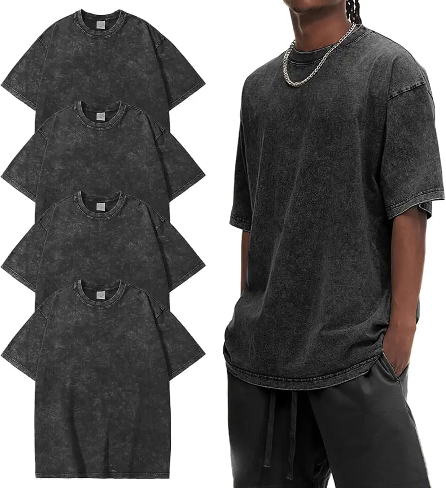 Eisctnd Mens Oversized T-Shirts Heavyweight Cotton Vintage Unisex Baggy Tee
