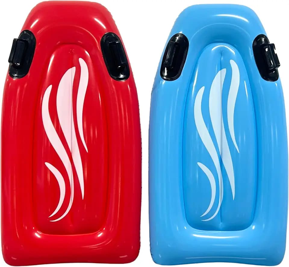 Inflatable Boogie Boards for Beach - Kids Inflatable Surfboard with Handles, Body Surf Floating Pool Float for Beach & Pool Floats by 4E's Novelty
