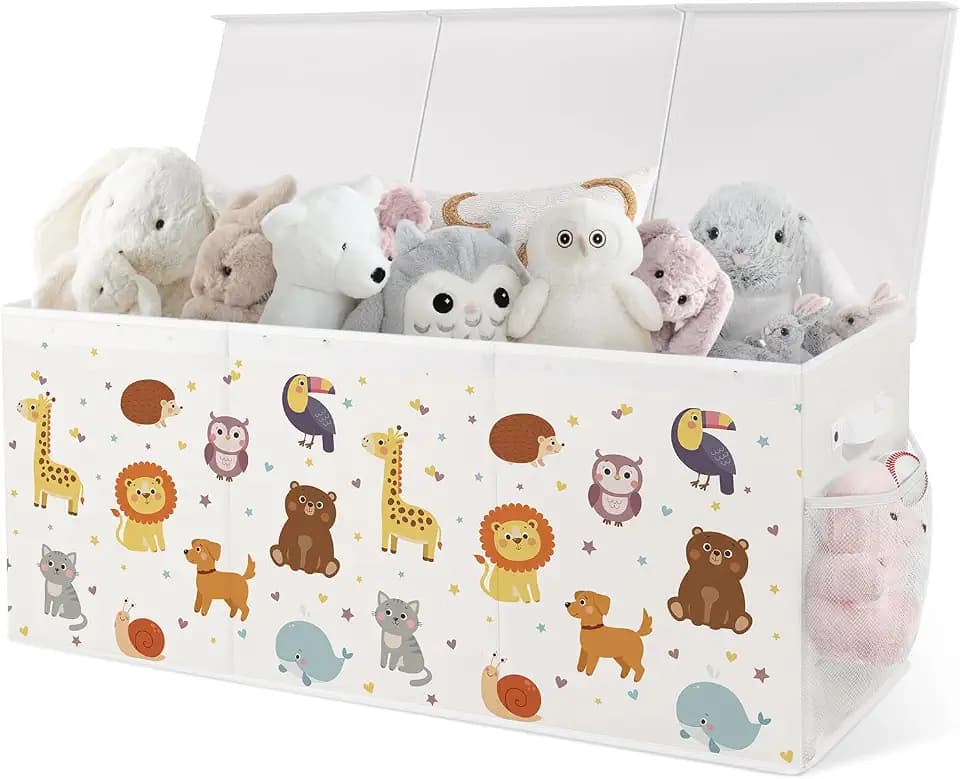Spielzeugkiste Aufbewahrungsbox mit Deckel Kinder - Süße Tiere