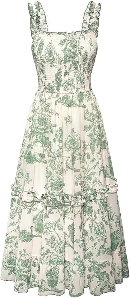 SCARLET DARKNESS Damen Viktorianisches Blumen Trägerkleid Sommer Midi Kleid