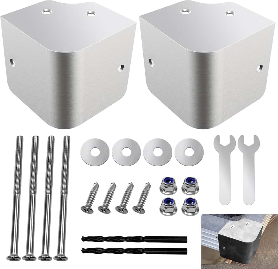 2Set Marine-Grade 316SS Pontoon Boat Deck Corner Caps for 90 Degree Rounded