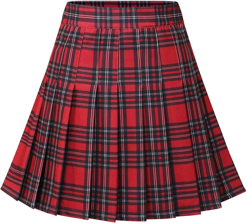 Dressystar Damen Dehnbar Faltenrock Schulmädchen Solide Skater Tennis Basic Mini Rock