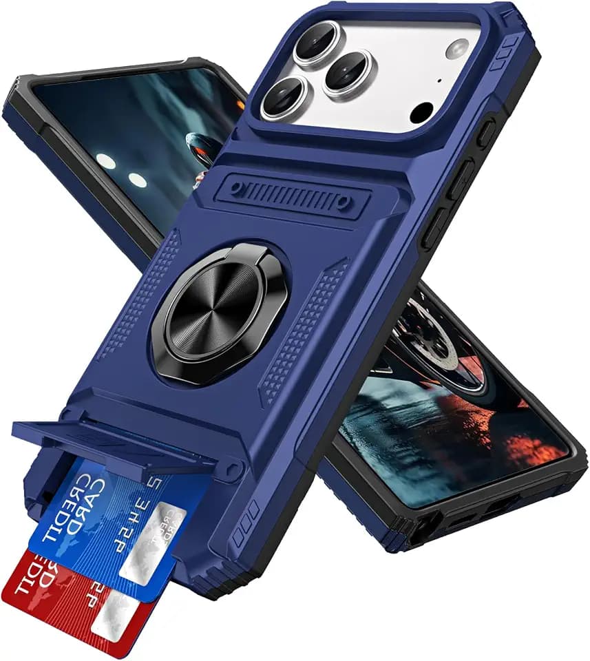 LEMAXELERS for iPhone 18 Pro / 17 Pro Case with Card Slot -Blue RJ