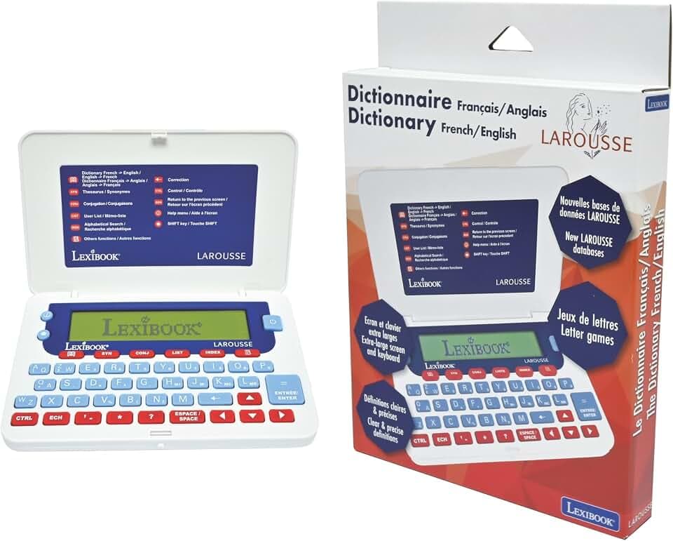 Lexibook, Larousse, Französisch/Englisches Wörterbuch, 400.000 Wörter, Ausdrücke und Übersetzungen, 3000 Amerikanismen, Neue Datenbank Larousse, Buchstabenspiele, D880i1