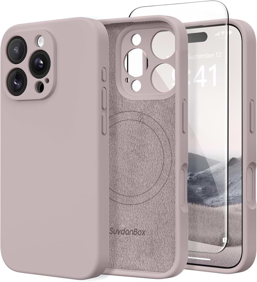 Magnetische Hülle für iPhone 16 Pro, kompatibel mit MagSafe, [Vollständiger Kameraschutz] [Displayschutzfolie] Stoßfeste Silikon-Schutzhülle für iPhone 16 Pro 6,3 Zoll, Haselnuss