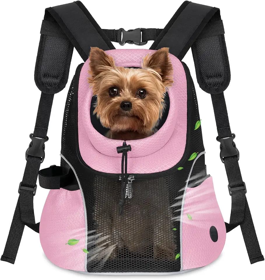 WOYYHO Pet Dog Carrier Backpack, Ventilated Mesh Small Dog Front Backpack