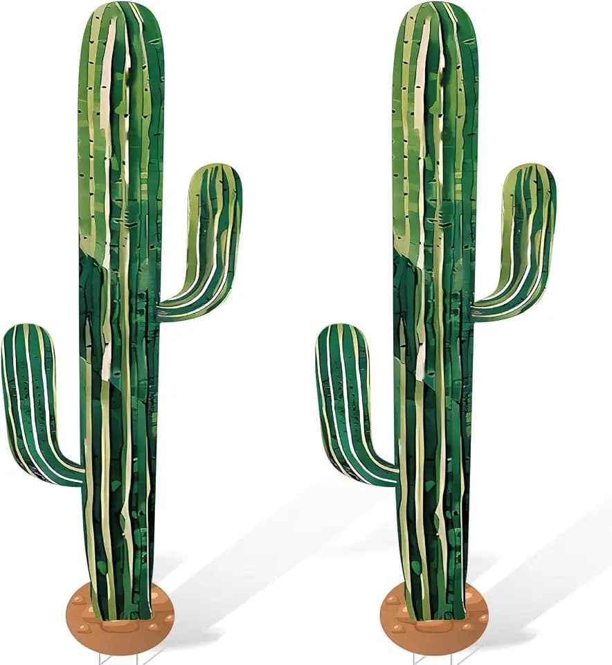 2 Pcs 3.3 Feet Large Cactus Yard Stakes Decor, Realistic Style