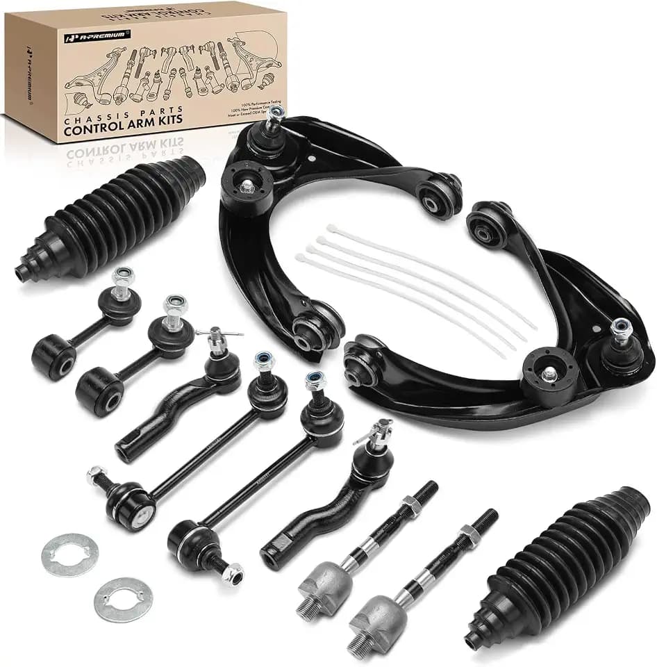 A-Premium 12Pcs Suspension Kit, Upper Control Arm, Inner Outer Tie Rod End