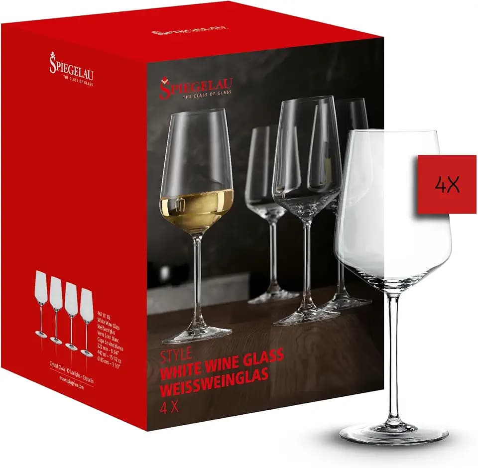 Spiegelau Weißweingläser 4er Set, 440 ml, Style, 4670182, Weinglas aus Kristallglas, spülmaschinenfest