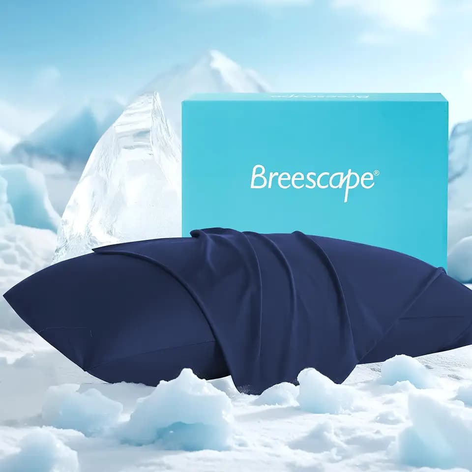 Breescape Cooling Pillow Cases King Size Set of 2, BlendTek™ Cooling Technology for Hot Sleepers & Night Sweats, Silky Soft Cool Pillowcases for Hair & Skin Care, 20" x 36", Twilight Blue
