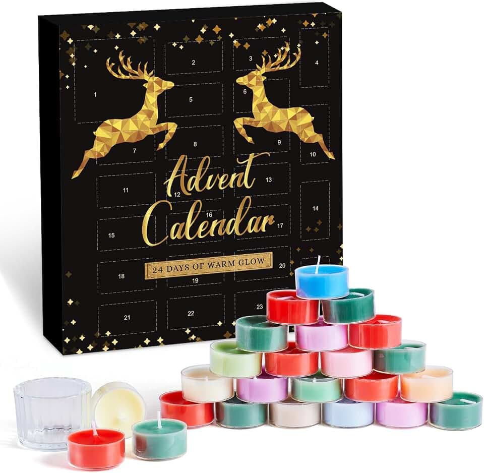 Adventskalender Duftkerzen Frauen Kerzen mit 24 Teelicht-Duftkerzen, Weihnachtskalender Geschenke für Frau Mama Schwester Freundin