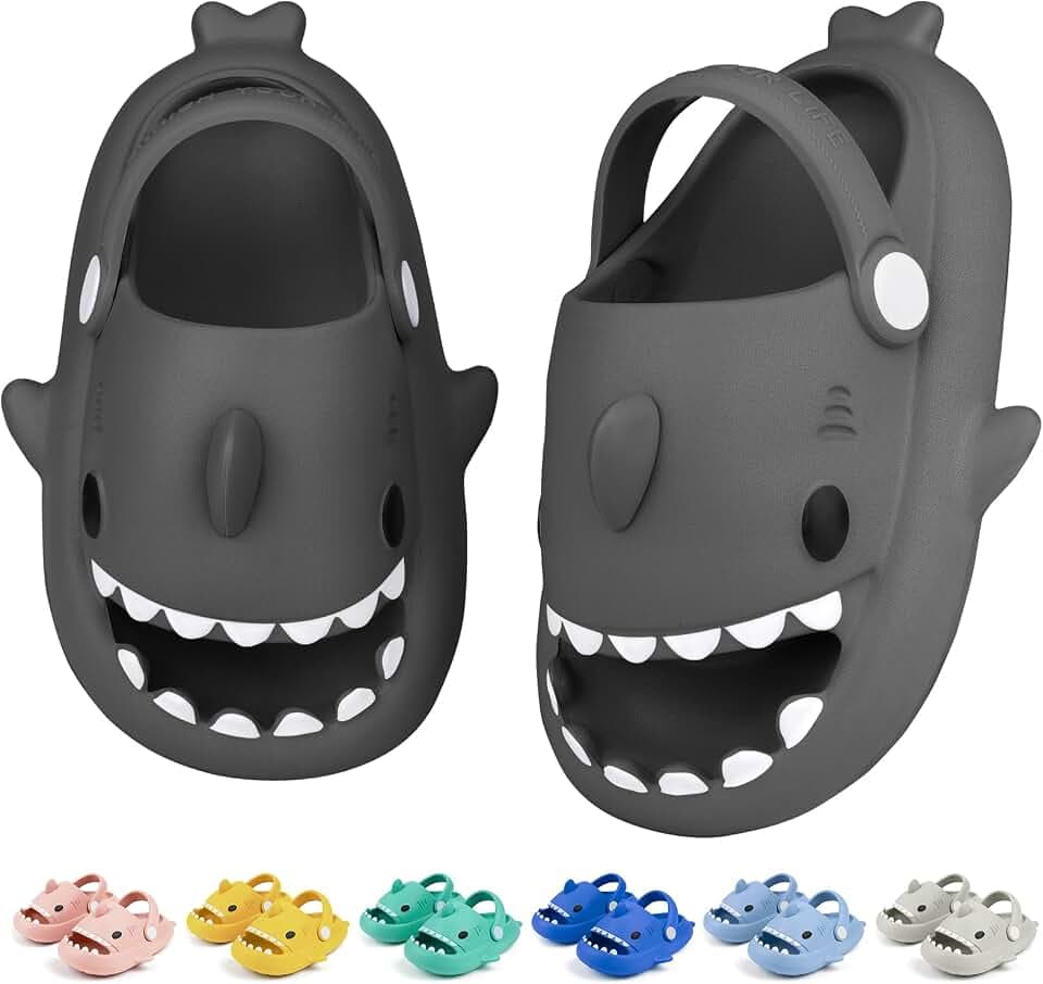 Toddler Shark Cloud Slides | Kids Shower Sandals | Boys Girls Cute Cartoon Fish Flip Flops | Beach Pool Home Slippers Shoes | Quick Dry Non-Slip