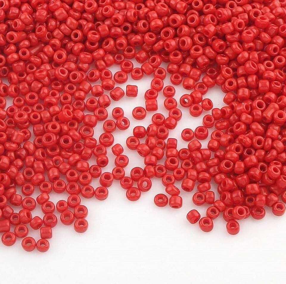 Perlin Rocailles Glasperlen Indianerperlen Saatperlen Pony Perlen 2mm Opak, Matt, 11/0 Opak gelüstert, Opaque Seed Beads 6500 Stk (Rot)